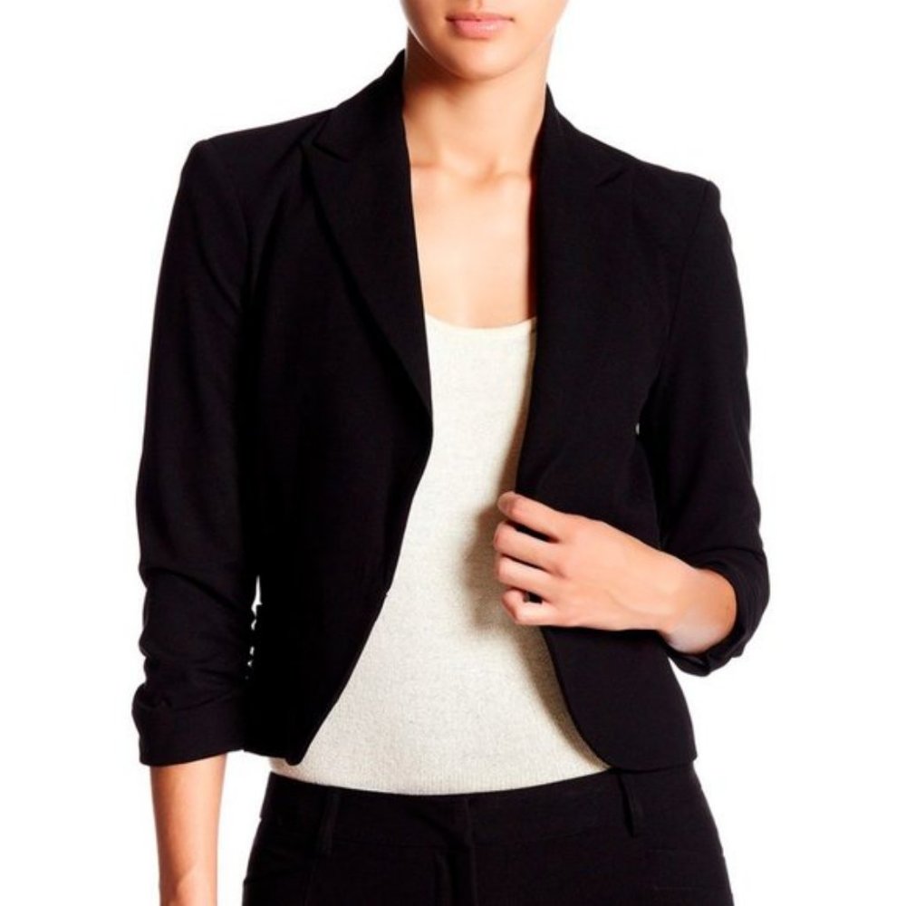 Express Rouched Cropped Sleeve Blazer